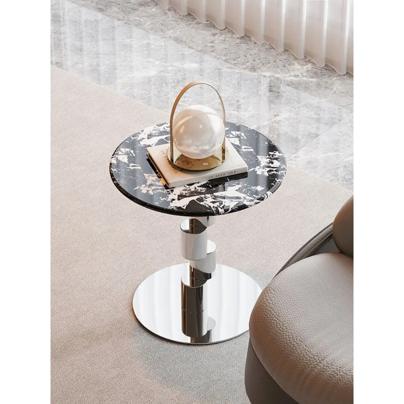 Natural marble movable sofa edge negotiation small table