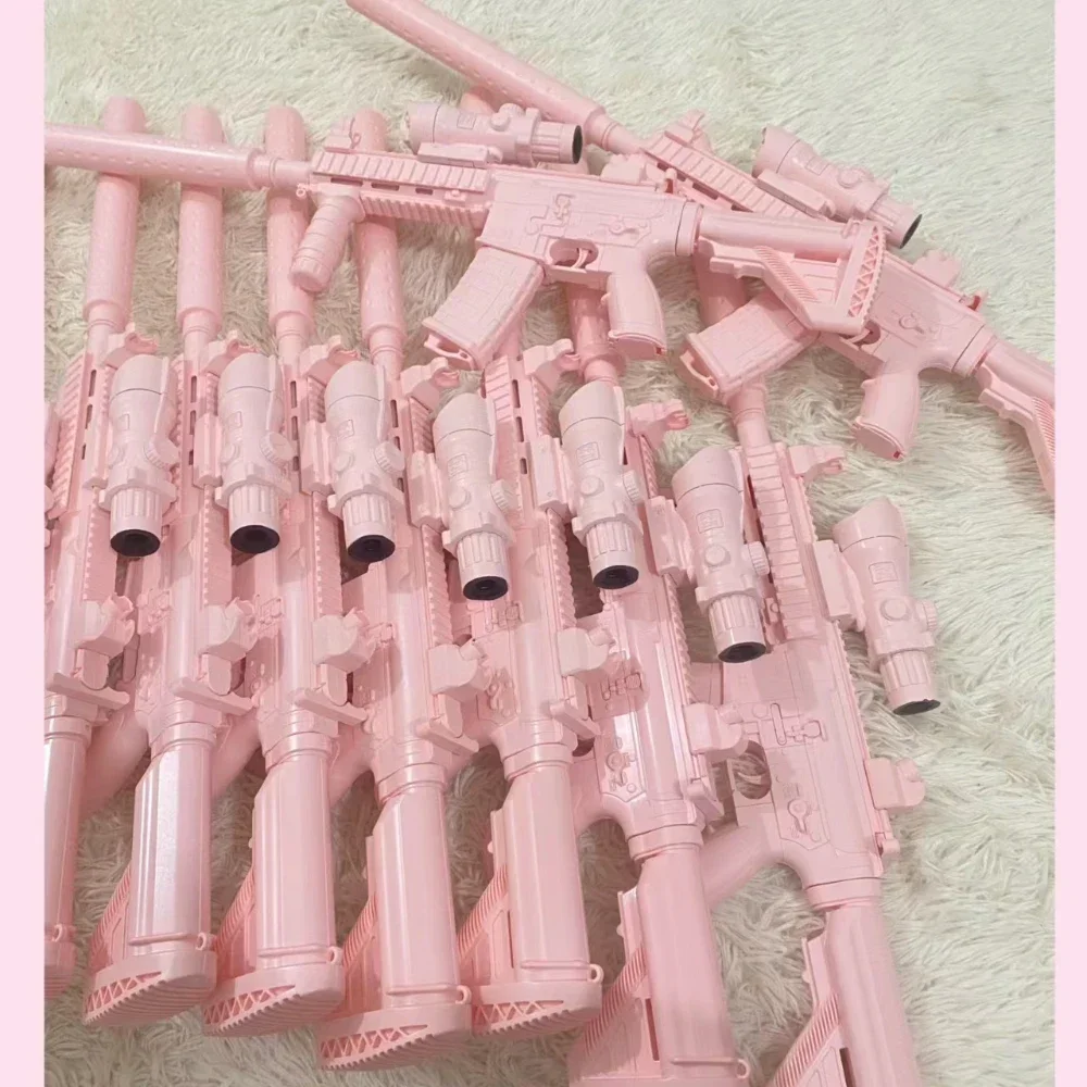 Pistola de pólvora rosa M416 com balas macias para meninas, adereços de tiro multicoloridos, arma de brinquedo, nova, M4, 2024, 2024