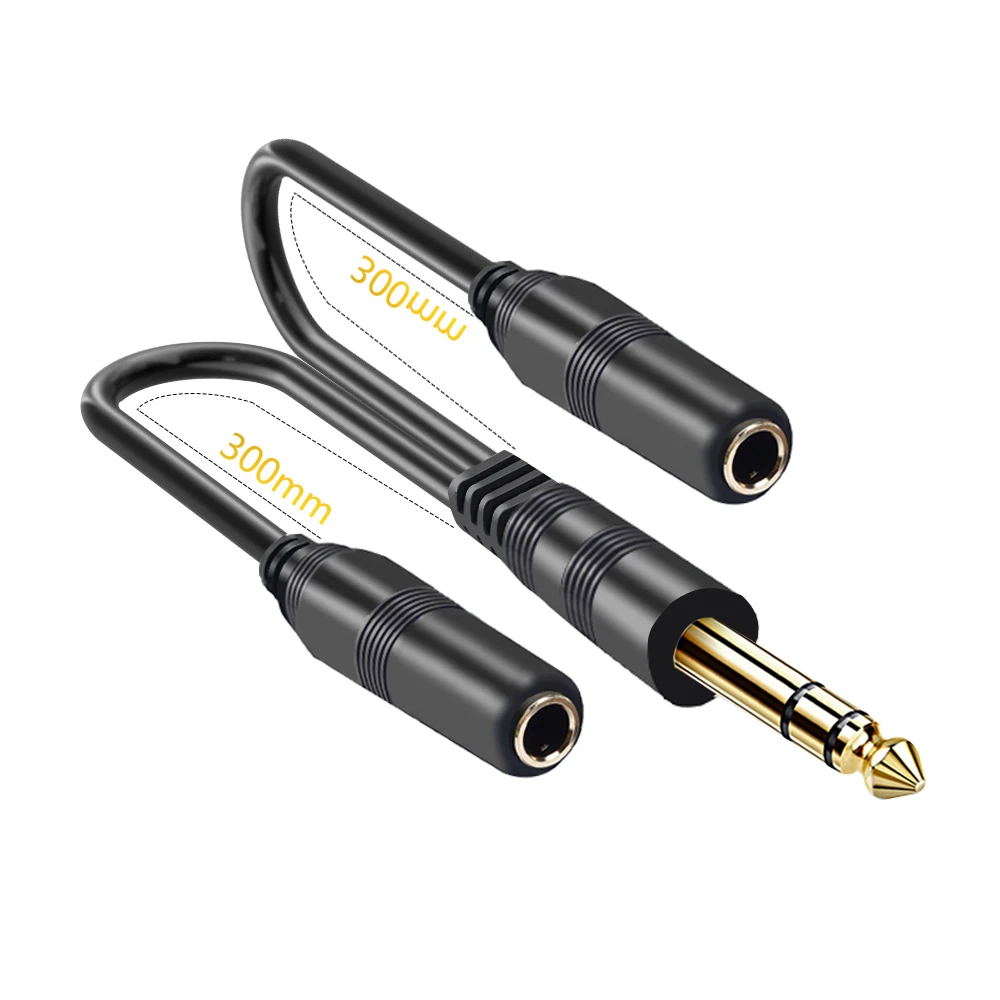 1/4 inch To Dual 6.35mm Jack Adapter 3.5mm 1/8 Y Splitter Insert Cable Stereo AUX Audio Cord for Headphone Speaker Mixer Guitar