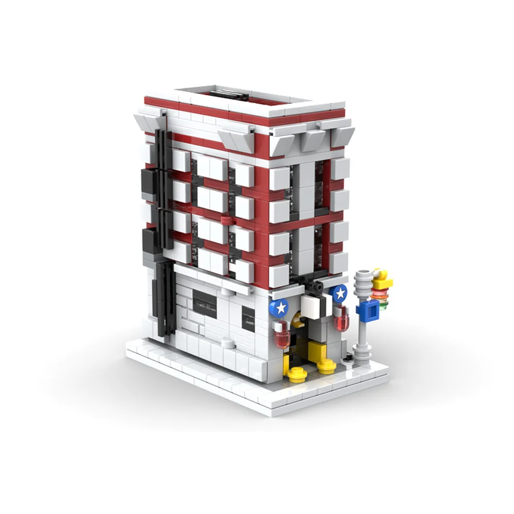 MOC City Fire Station Building Blocks DIY Fire Brigade Construction Kit Intellectual Toy Simulated Urban Fire‑fighting Model