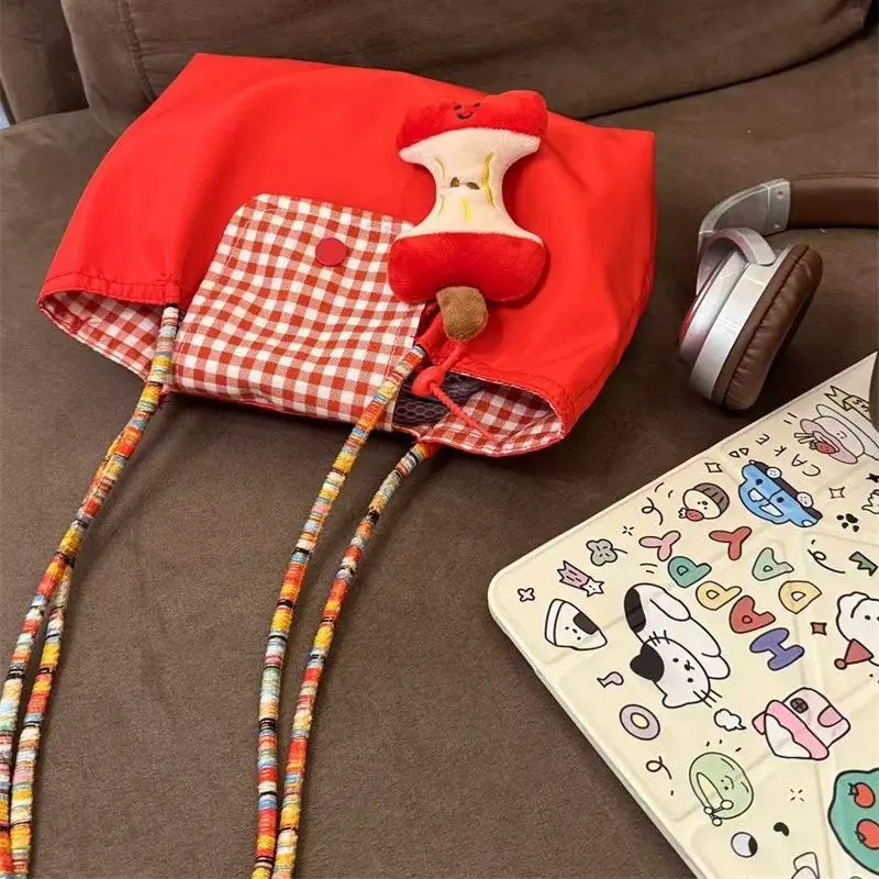 

Faionable Korean Sle Large Capaci Red Canvas Tote Bag Single oulder Student Commuter Bag Women Casual Crossbody Bag