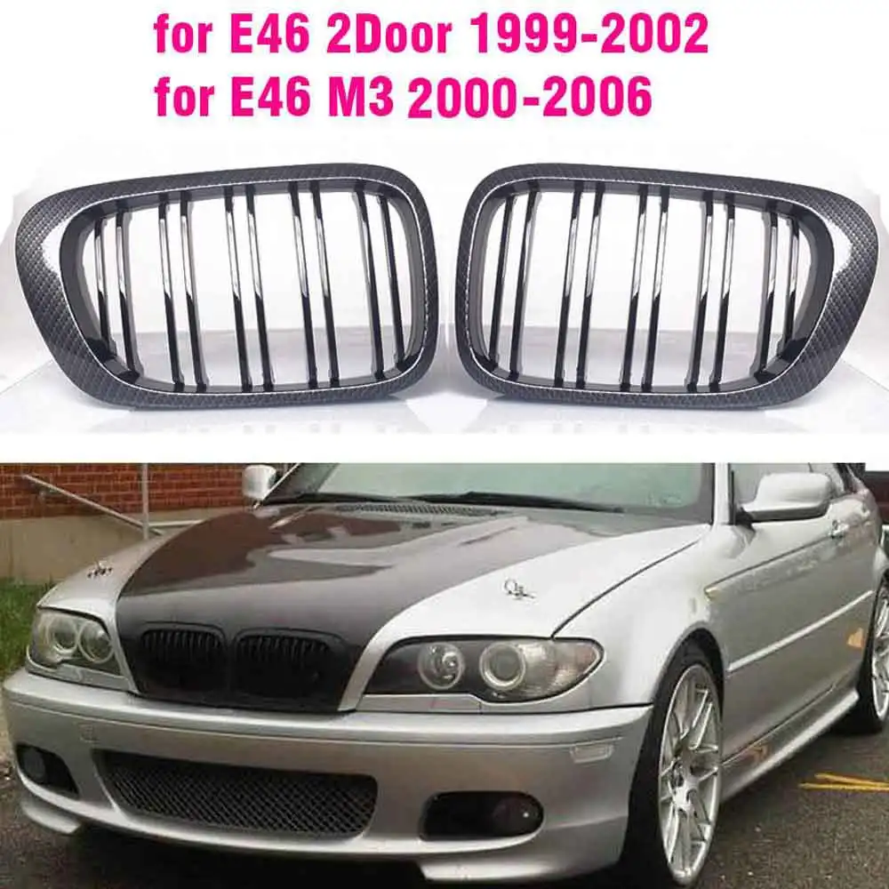 Carbon Fiber Color Front Kidney Grill For BMW 3 Series E46 M3 2000-2006 323 i/is 325Ci 328 i/is/Ci 330Ci 2 Doors Grilles