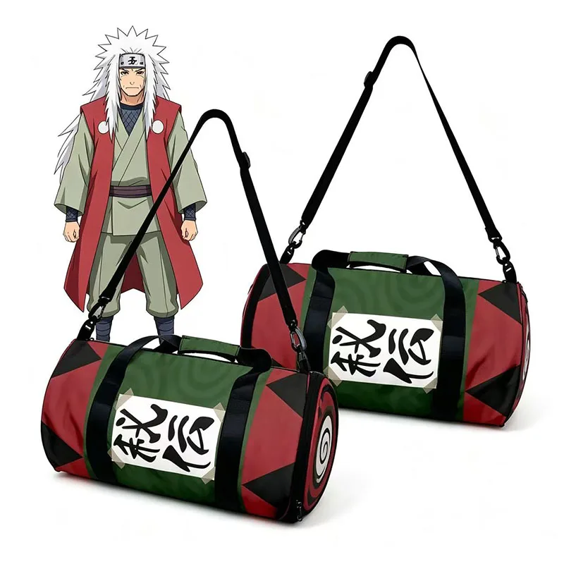 Naruto Anime Barrel Duffle Bag Jiraiya Secret Scroll Pattern Travel Shoulder Handbag Large Capacity Sports Gym Bag Festival Gift