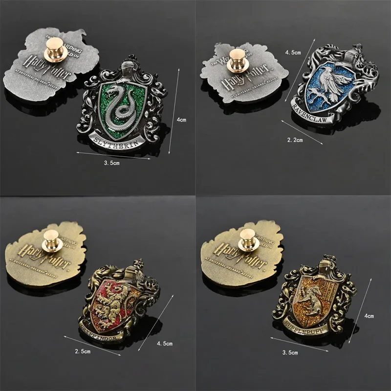 Broche de Harry Potter para niños, periferales de película, Gryffindor, Hufflepuff, insignia de Metal, accesorios de ropa, regalos de joyería