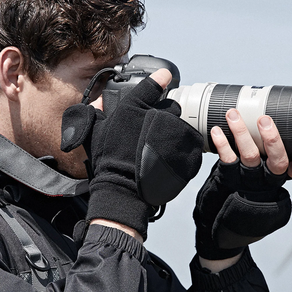 

1 пара теплых нескользящих перчаток для верховой езды, утолщенные хлопковые перчатки с половиной пальца для мужчин, езда на велосипеде на открытом воздухе, вождение, работа, прочный, практичный