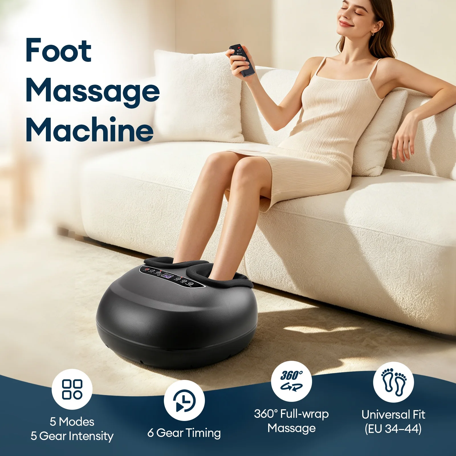 3D Automatic Foot Massage Full Wrap Rollers Kneading Airbag Compression Foot Massage Machine 5 Modes Deep Foot Muscle Relaxation