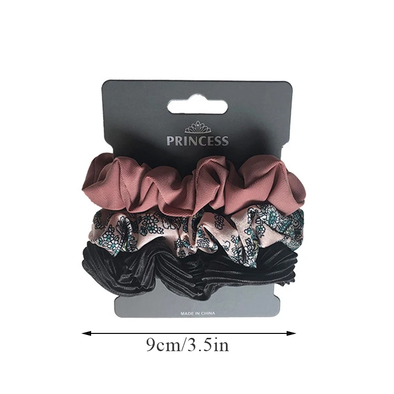 3Pc/set Printed Leopard Scrunchie Set Elastic Hair Rubber Bands Solid Floral Hair Rop For Women Girls Ponytail Holder Headwear