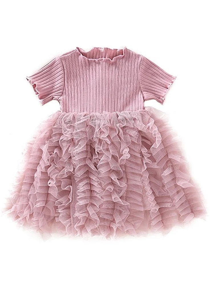 

Princ Sle Girls Dr Summer New Arrival Baby Girl's Skirt Puffy Cake Design ort Sve Cotton Blend Korean Sle