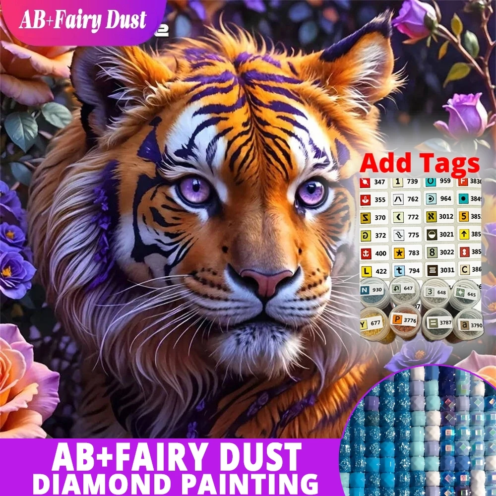 

AB сказочная пыль Алмазная мозаика Тигр животное акриловые принадлежности для рукоделия живопись DIY узор для взрослых начинающих праздничные подарки