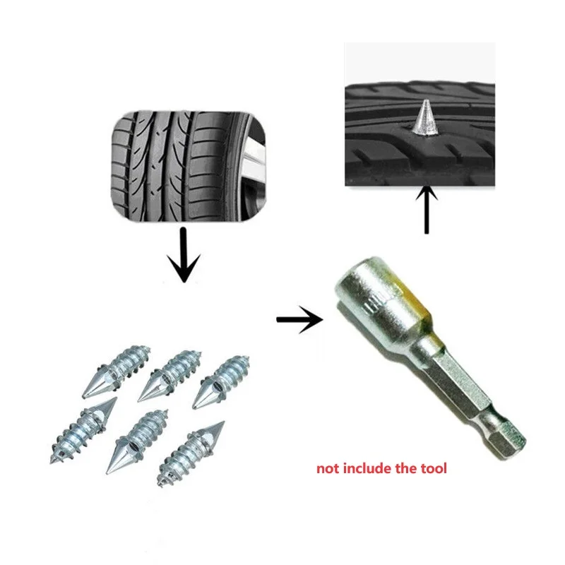 100pcs Car Tire Studs Snow Chains Shoes Cleats Winter Wheel Non-slip Nails Anti-skid Nails Spears