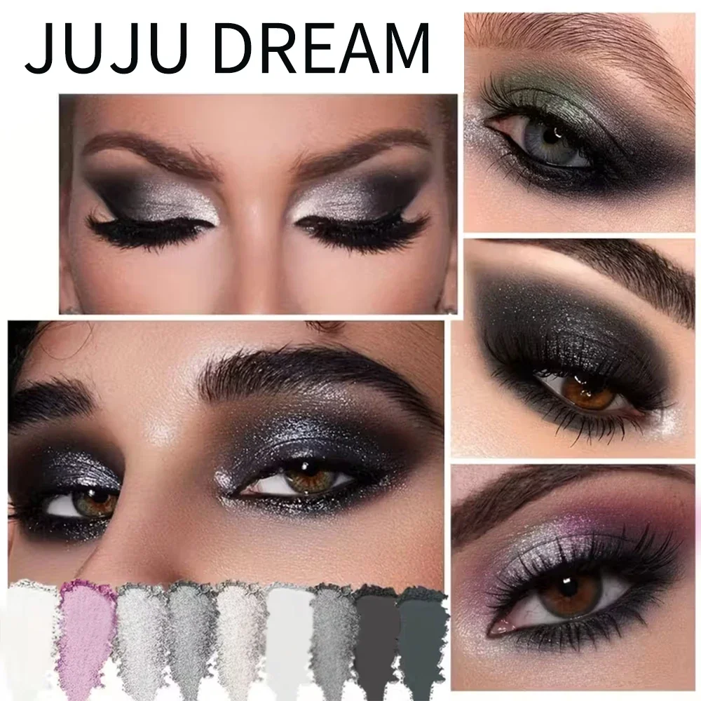 9-Color Dark Eyeshadow Palette Black Swan Smoky Matte Glitter, Waterproof Sweatproof, Long-Lasting Easy Blend, Unisex