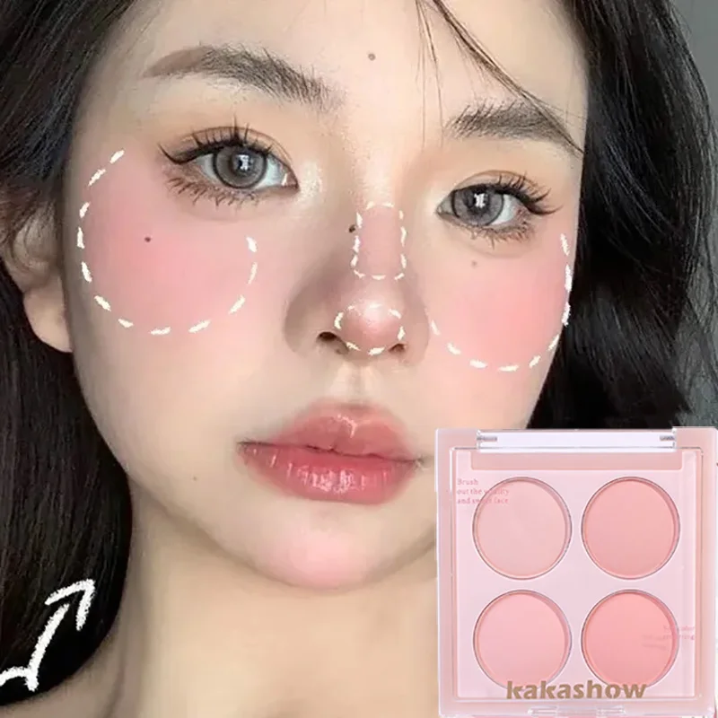 4 Colors Matte Blush Makeup Palette Mashed Potato Texture Waterproof Cheek Tint Contour Shadow Blusher Rouge Powder Cosmetics