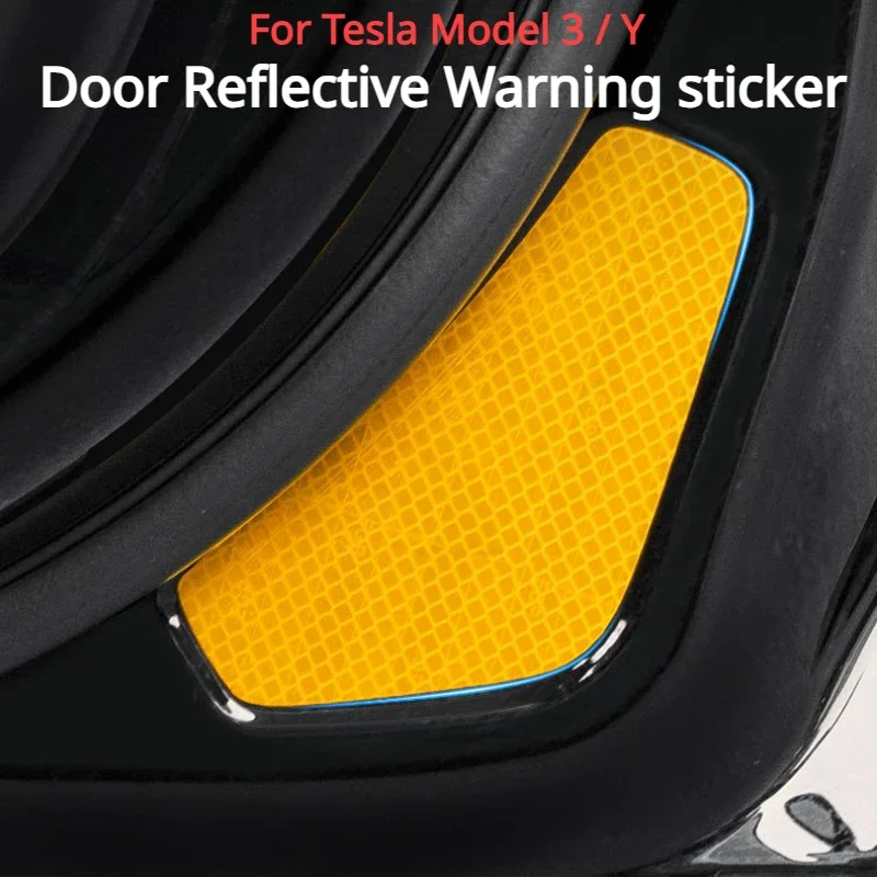 Door Reflective Warning Sticker For Tesla Model 3 Y Accessories Reflectiver Safety Warning Sticker Bright Car Interior