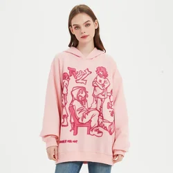 Y2k Streetwear rosa Hoodie Sweatshirt lustige Cartoon Grafik Hoodie Herbst Harajuku Anime Kapuze Pullover Hip Hop Hoodie