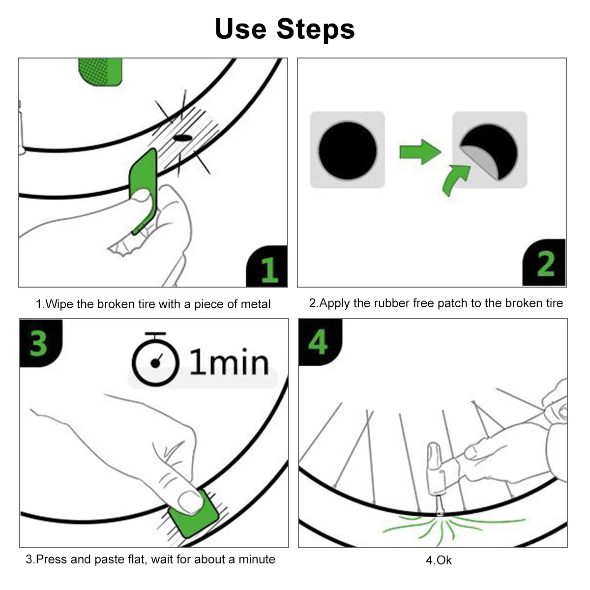 2 set Tire Repair Kit Rubber Self-Adhesive Patches With Tire Rasp Tool Portable Storage Bag For Bike Inner Tube Air