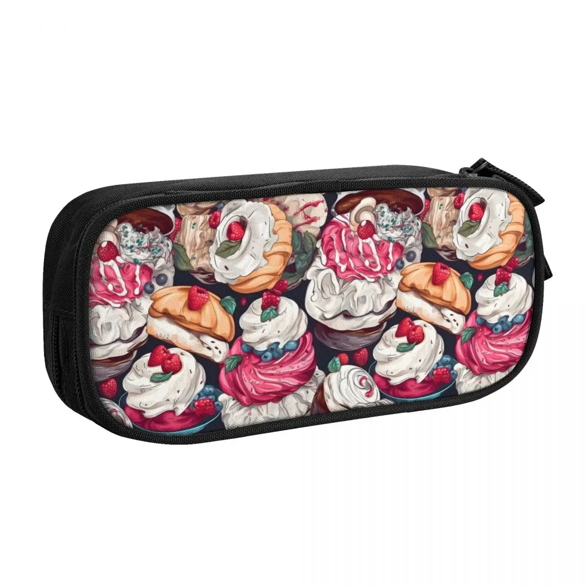 Custom Vintage Baking Cakes Food Pattern Pencil Cases for Boy Girl Large Capacity Pen Box Bag School Accessories
