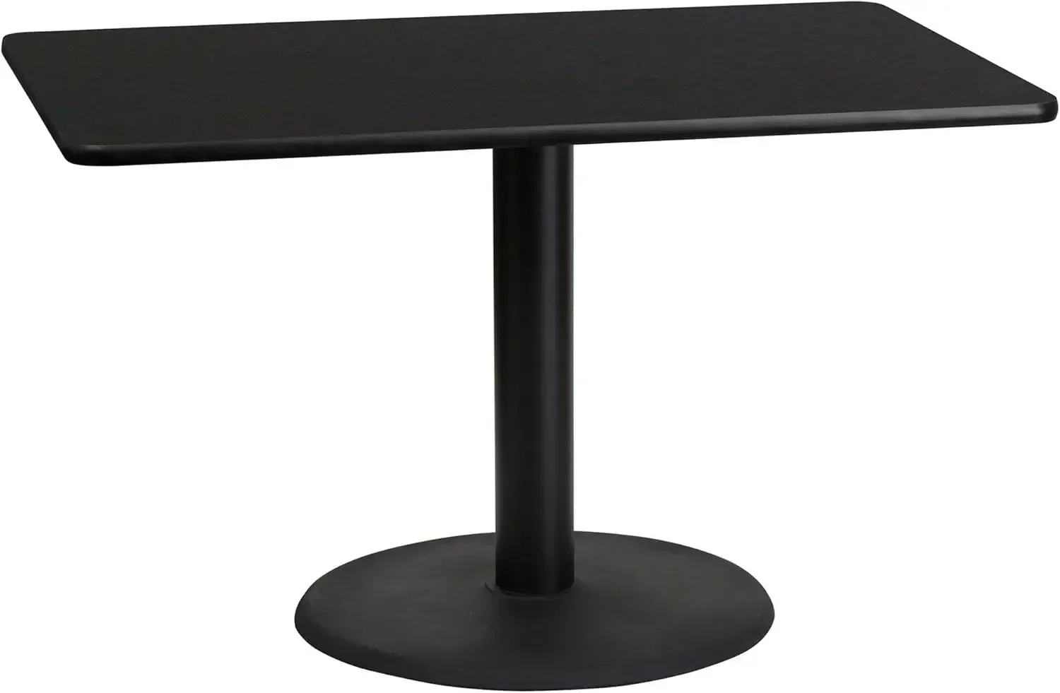 Furniture 30'' x 48'' Rectangular Black Laminate Table Top with 24'' Round Table Height Base