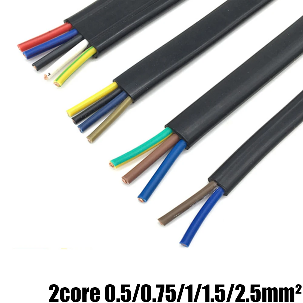 

5m Driving flat cable TVVB2 Core Electric Door Retractable Door Elevator Soft Special Line 0.5/0.75/1/1.5/2.5 Square Flat Cable