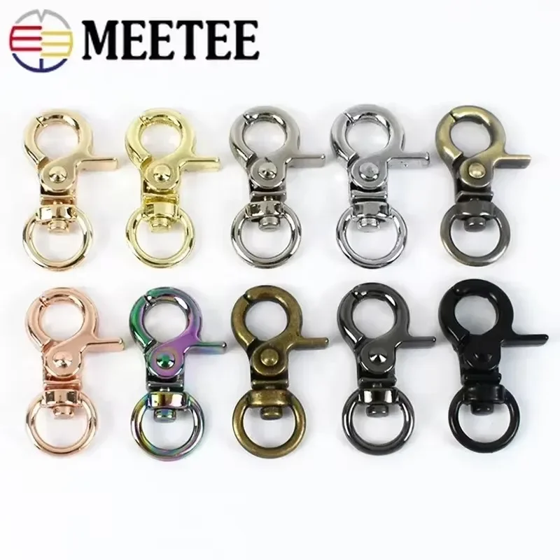 5/10/20/30Pcs 10mm Meetee Women Purse Metal Buckles Keychain for Bags Swivel Lobster Clasp Carabiner Clips Snap Ring Accessories