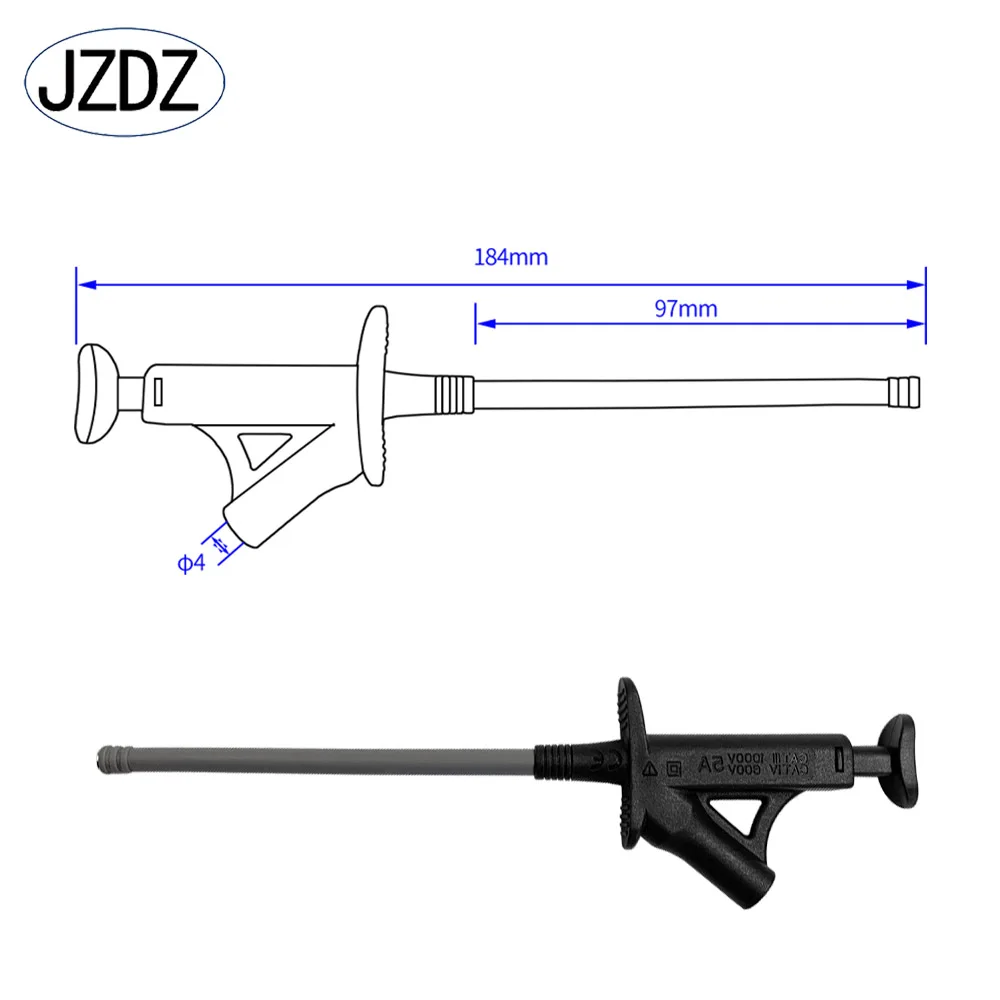 JZDZ Quick Test Hook Clip Professional Insulated High Voltage Flexible Grabber Testing Probe 4MM Banana Socket J.30042