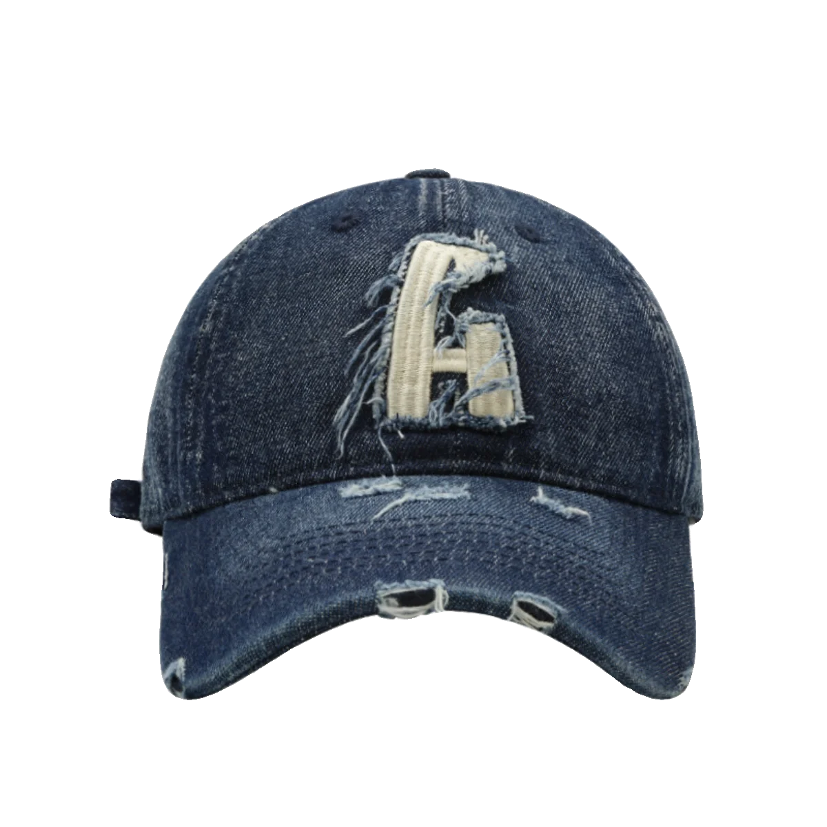 Men and Women Street Water Washed Hole Denim Baseball Cap Korean Letter Embroidered Peaked Cap