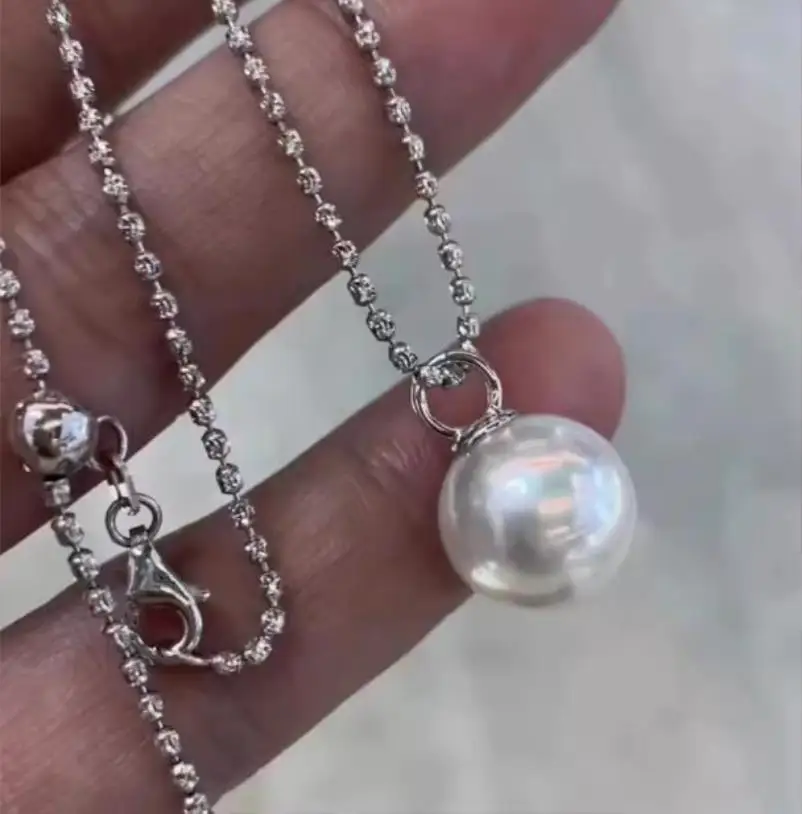 

AAAA Pearl Pendant 10-11mm Perfect Circle 20inch Necklace S925 Diamond Chain Pendant Sweater Chain 06