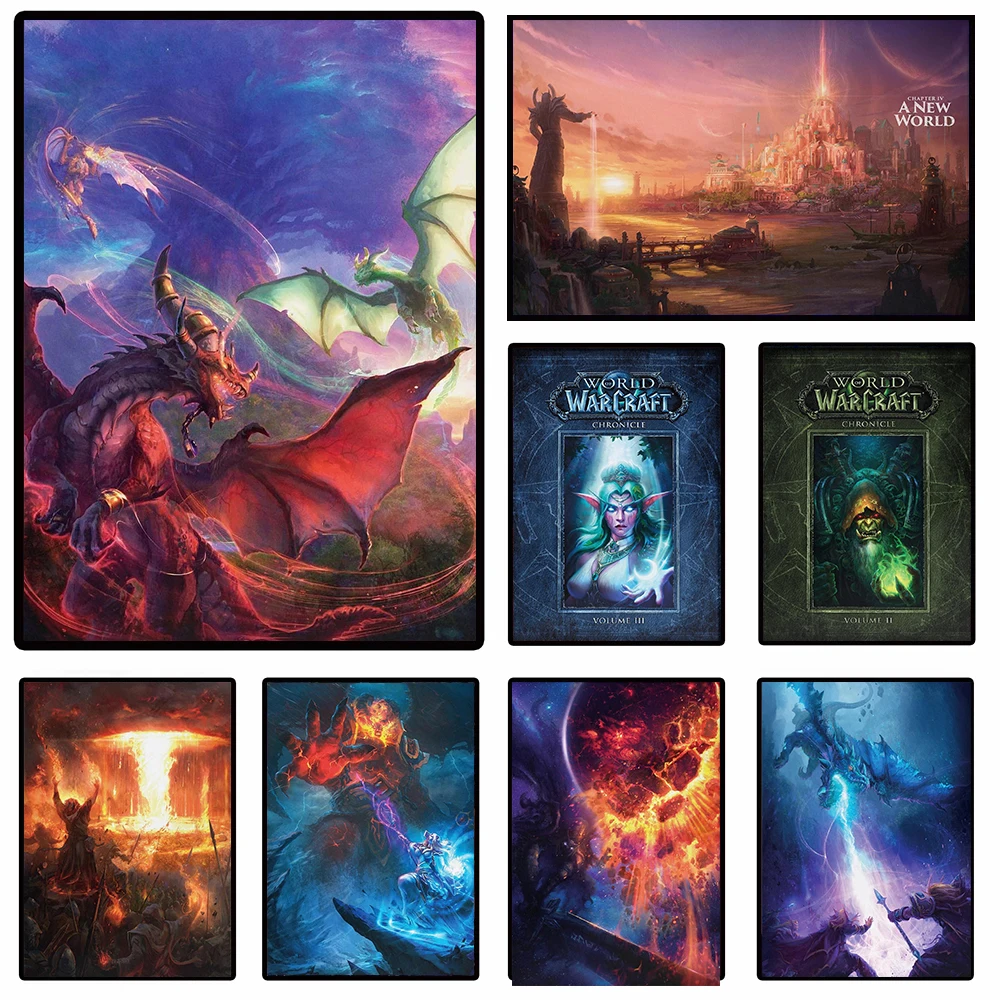 World of Warcraft Classic Pop Video Game Chronicle Posters and Prints Canvas Printing Wall Art Picture for Gamer Room Decor Gift