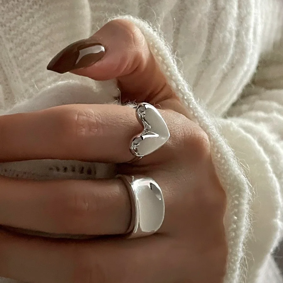 Fashion Metal Heart Bump Rings For Women Counple Wedding Engagement Women\'s Vintage Ring Fashion Jewelry jz791