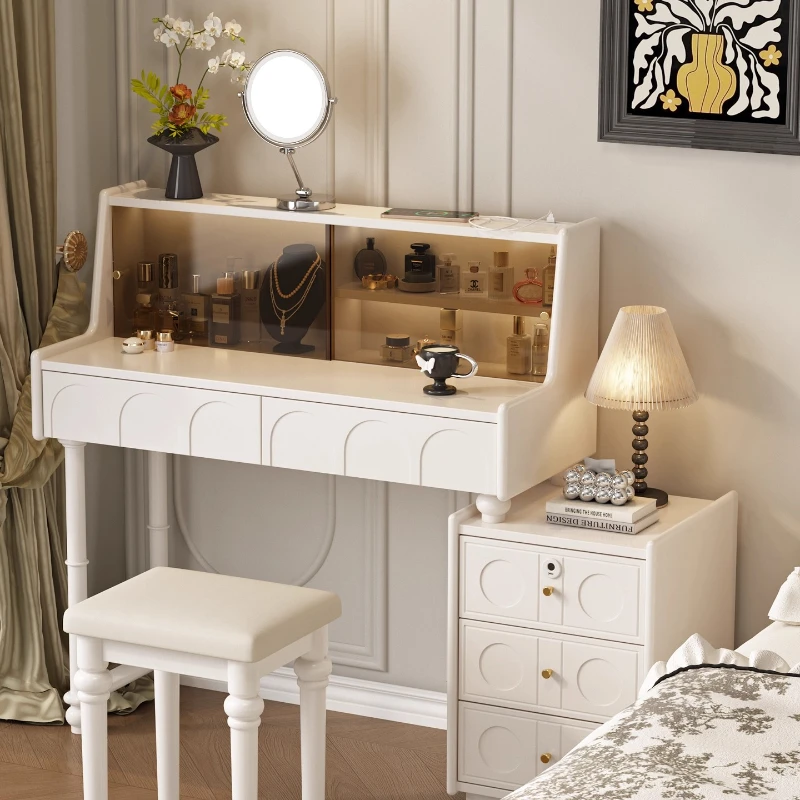 

Nordic Minimalist Dressing Table White Wood Designer Comfortable Dressing Table Fashion Storage Muebles De Dormitorio Furniture