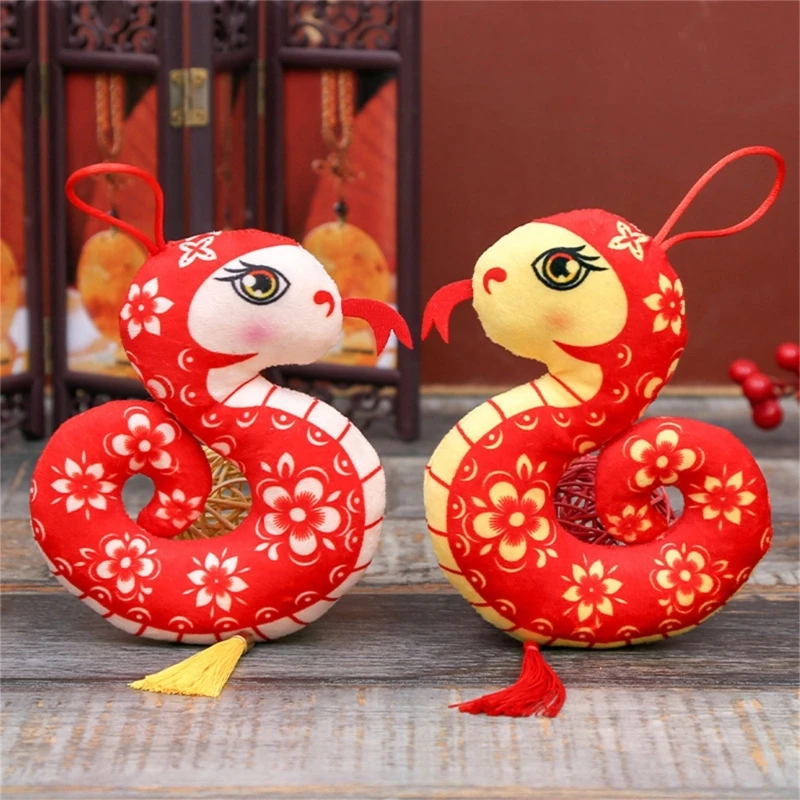 Hanging Sturdy Plush Snake Charm Pendant for Spring Festival Decoration W3JF