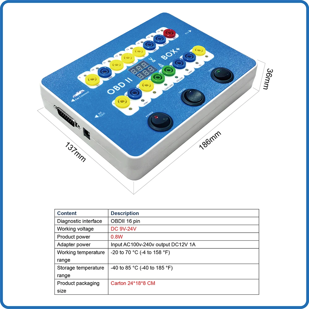 Obd2 Interface Car Monitor with Pin OBD2 BOX＋New Auto Car Break Out Box+ OBDII  Breakout Box Car Protocol Detector Car view 6
