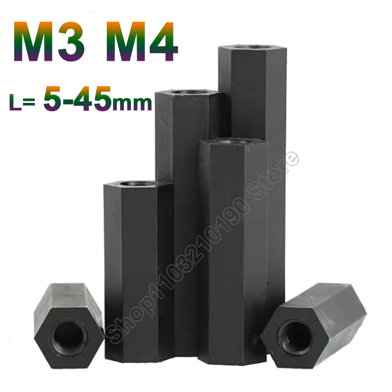 

5-50Pcs M2 M2.5 M3 M4 M5 Black Nylon Hex Female to Female Standoff Plastic Mount Hexagon PCB Motherboard Spacer Pillar Board Nut