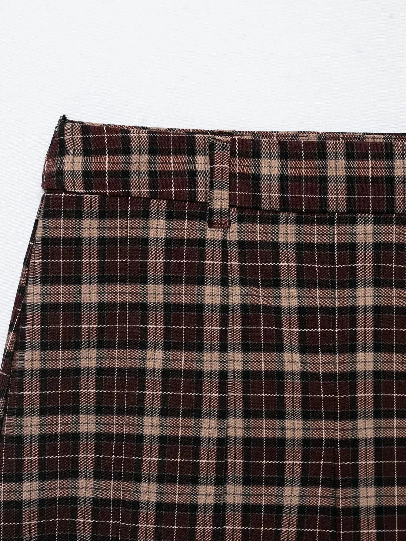 KONDALA Lässiger Chic Damenanzug, Karierter Stehkragen, Langarm, Reißverschluss, Kurzer Mantel, Faltenrock, Shorts, Mode 2026 Herbst-Urlaubsset – Detail 19