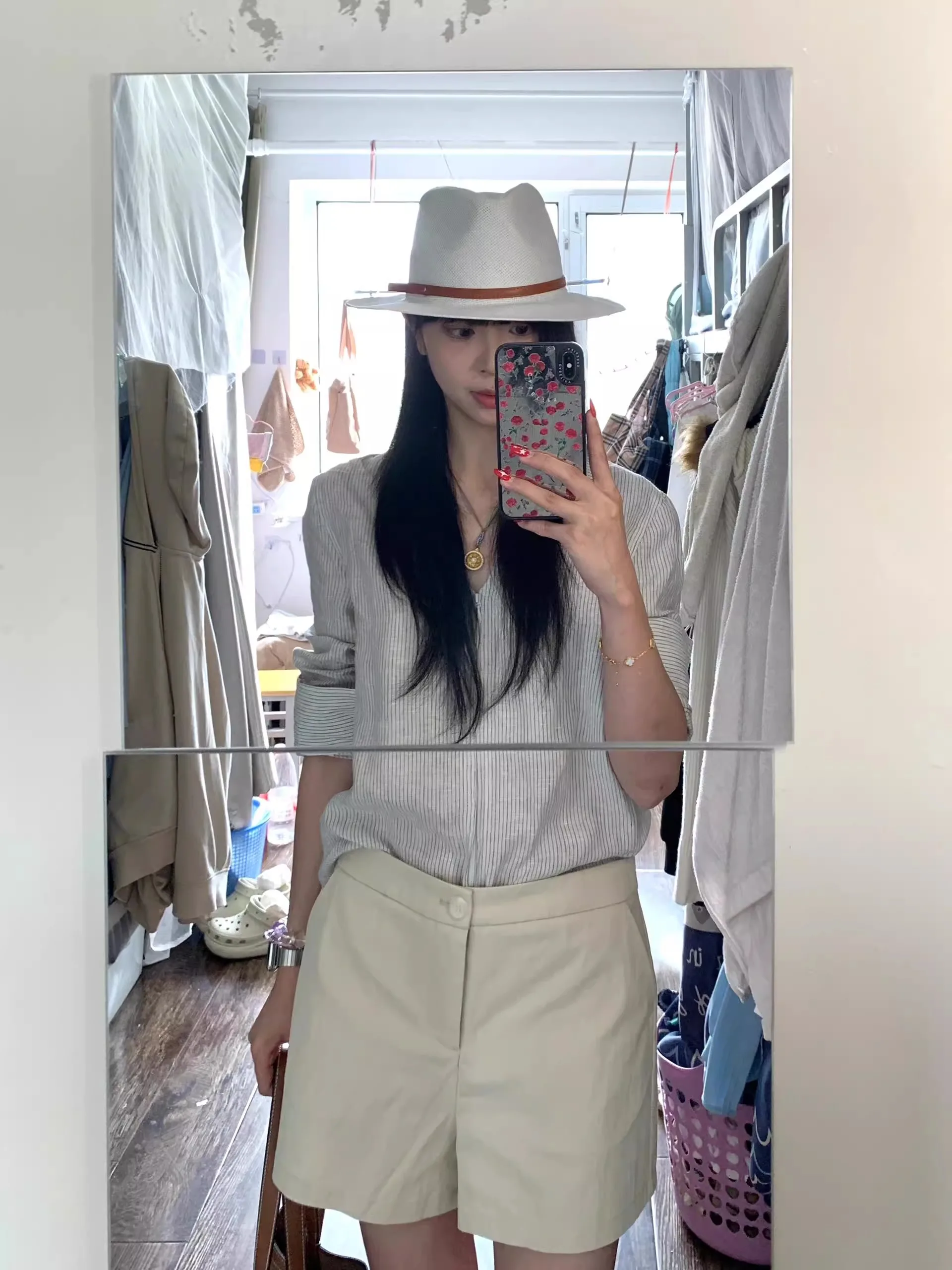 

Стильная женская рубашка с V-образным вырезом для защиты от солнца, свободного кроя, с молнией, летняя, в полоску, премиум-класса, модная, с длинным рукавом, свободного силуэта