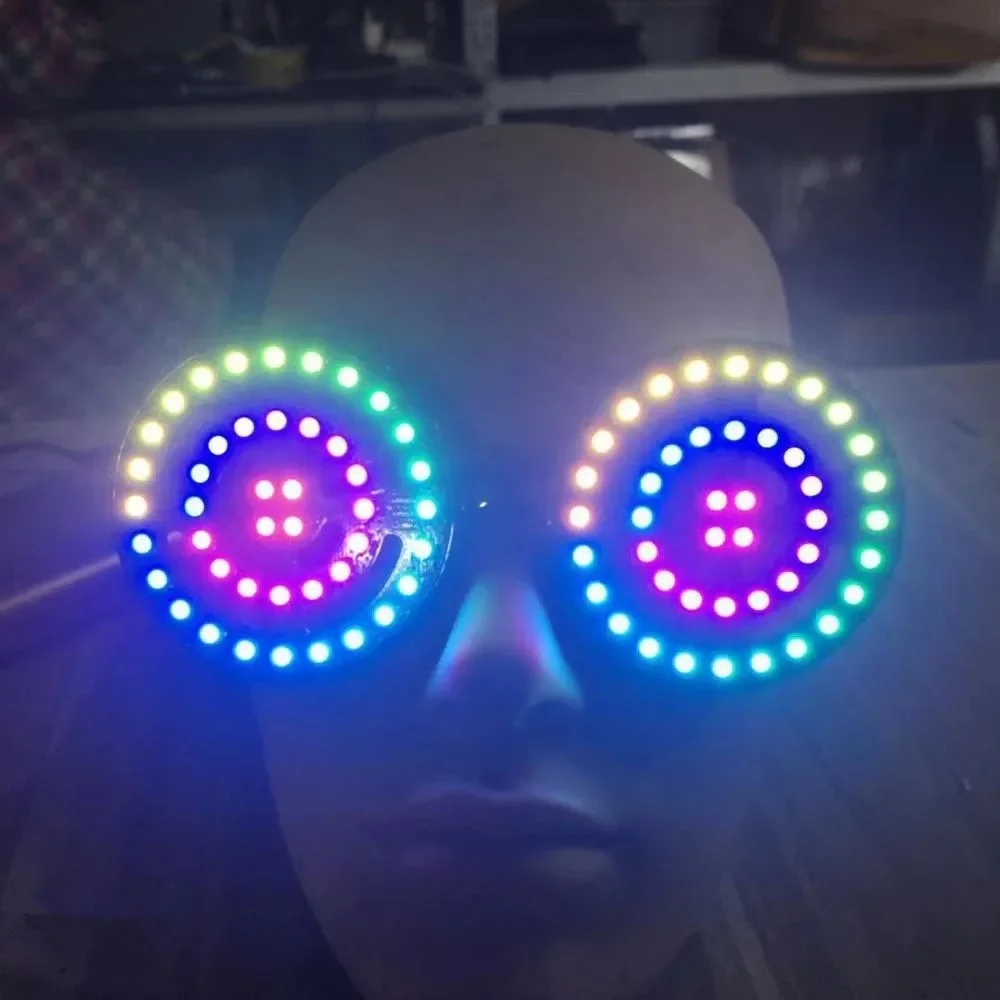 High Quality USB Recharge Rezz Led Glasses Light up Goggles Rainbow Full Color Spectrum Rave Eye Costume Night Club Party