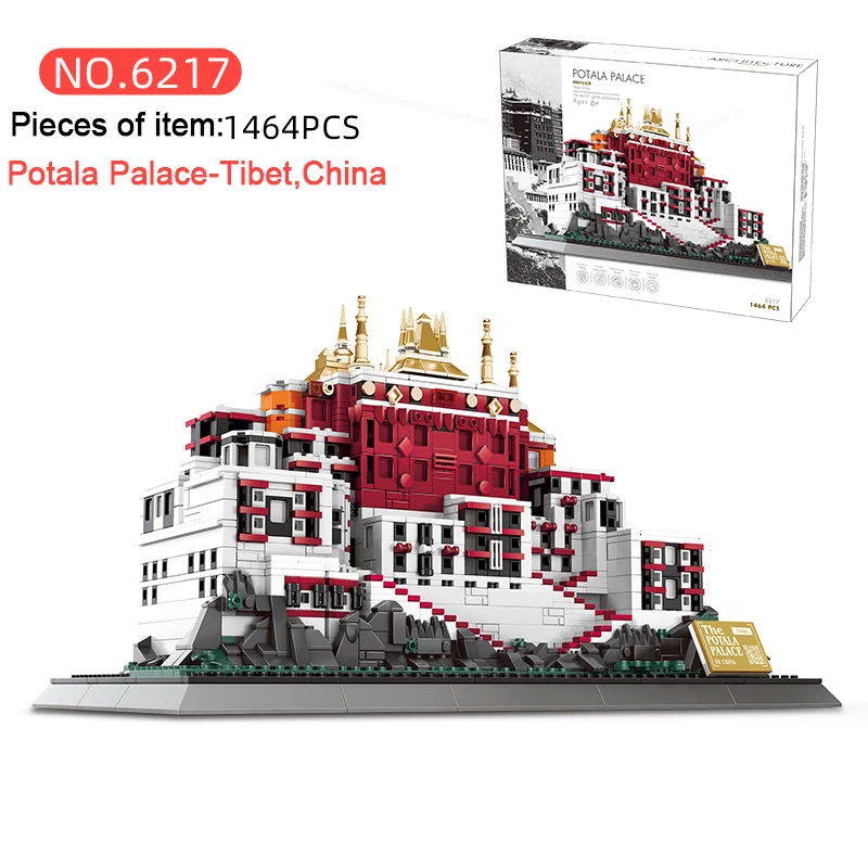 China Tibet Potala Palace 1464pcs Puzzle Building Block Set MOC Bricks Kid's Educational Toy 6217