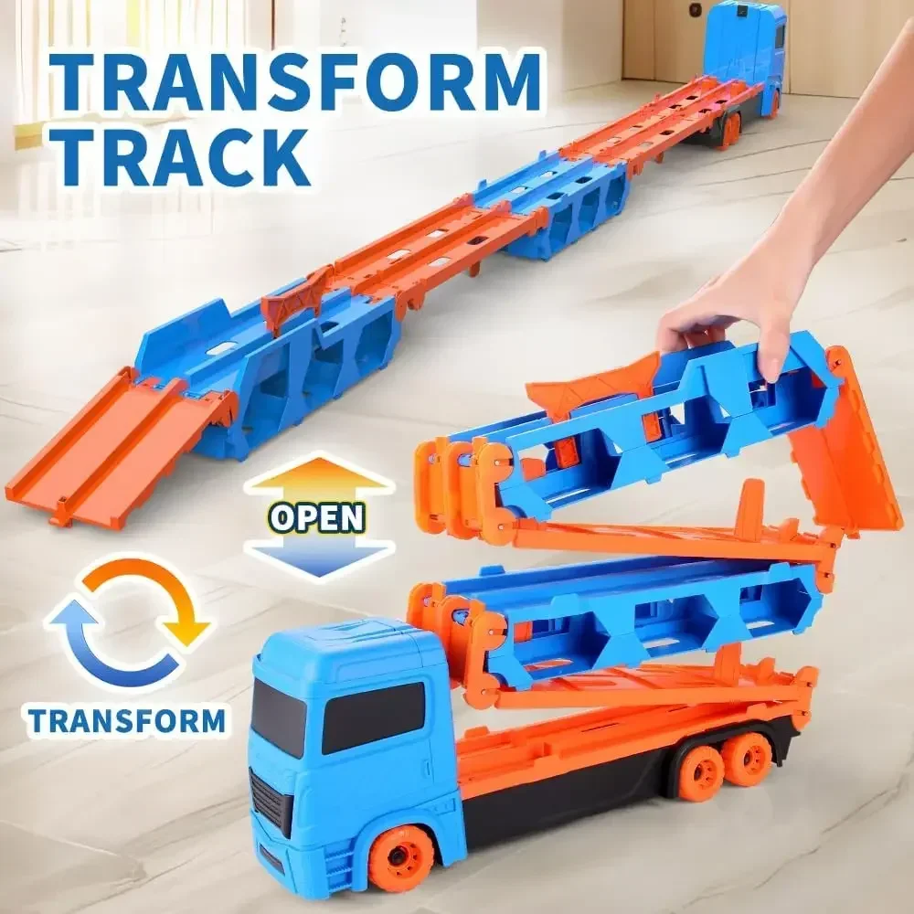 Conjuntos de caminhões de transporte dobráveis brinquedo 8 minikars de metal fundido, presentes de brinquedo de caminhão de transporte para meninos e meninas idades 3, 4, 5 e mais velhas