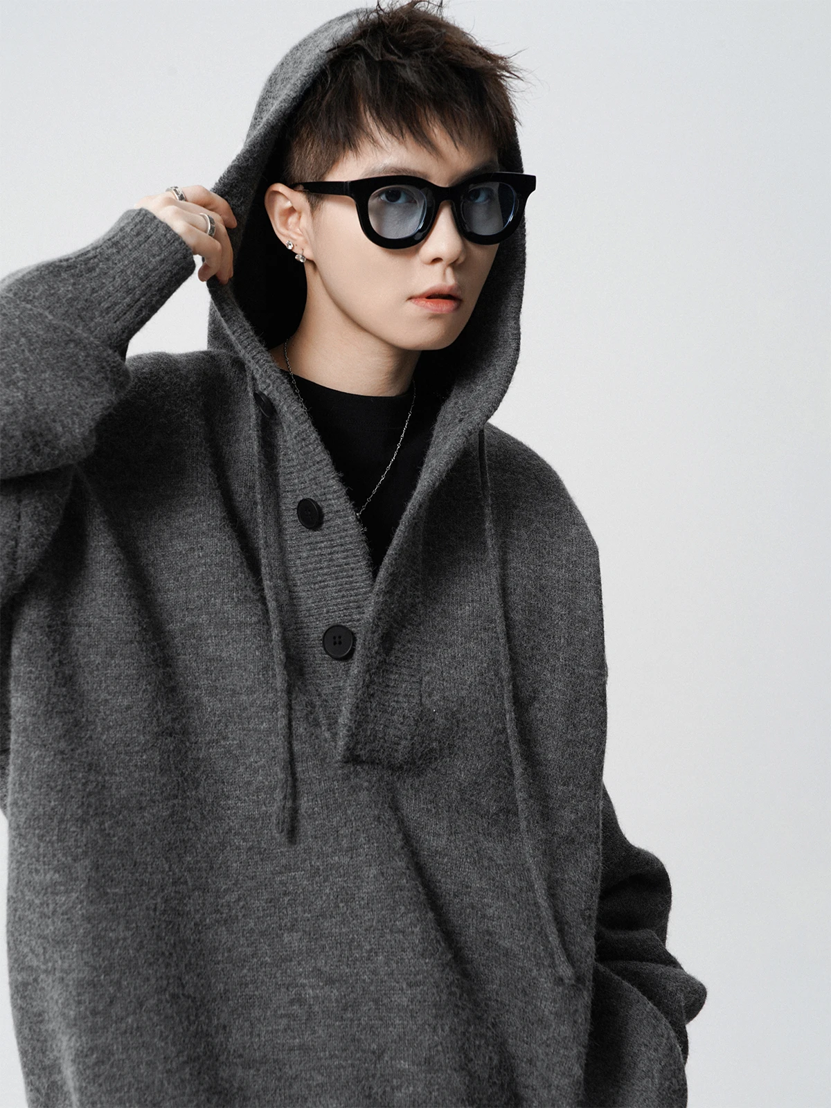 

American Sle Men's Knitted Hat Sweater Heavyweight Casual Faion Soft Polyester Fiber Long Sve Hoodie Comfortable Fit