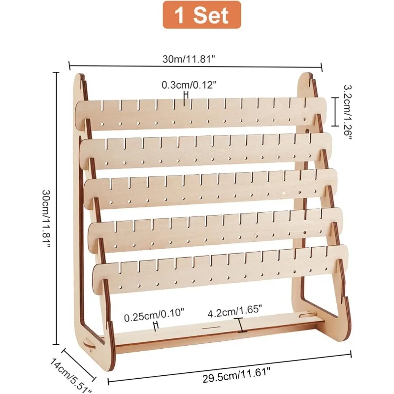 4 Tier Earring Stand Display, Wood Earring Holder Organizer Ear Stud Holder Rack Removable Wooden Jewelry Showcase