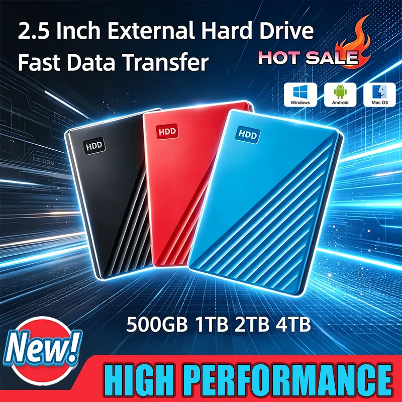 2026 NEW Portable 2.5 Inch External HDD USB 3.0 Fast Data Transfer Multi-Device Compatible Durable Storage Disk for Data Backup