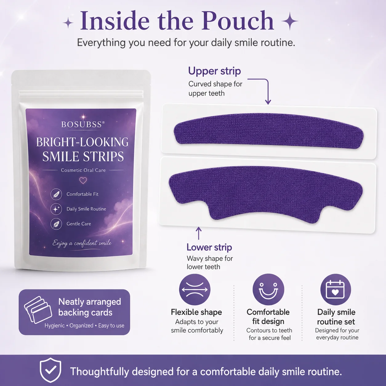 1/3/8 Pairs Teeth Whitening Strips, Bright-Looking Smile Strips, Comfortable Fit Oral Care Strips, Easy Apply Dental Care Sticke