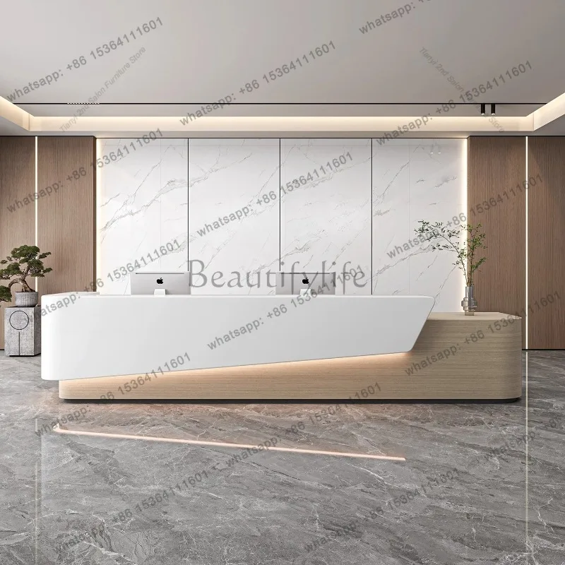 Factory Direct Sales Nordic Corporate Reception Desk Modern Design Hotel Front Desk Sales Cashier Desk Medical Aesthetic Commerc