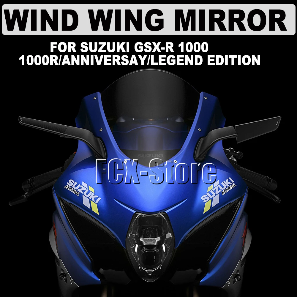 For Suzuki GSX-R1000 GSXR 1000 GSX-R 1000R AnniversayNew Rearview Mirrors Wind Wing Adjustable Rotating Side Mirror Winglet