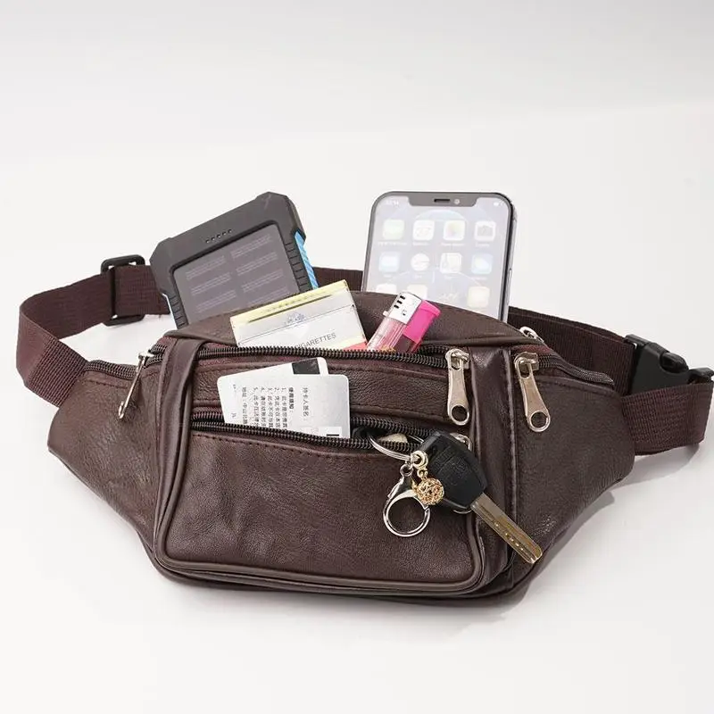 Herren-Gürteltasche aus PU-Leder, Hüfttasche, Kunstleder-Bauchtasche, modische, luxuriöse kleine Umhängetasche für Männer – Detail 23