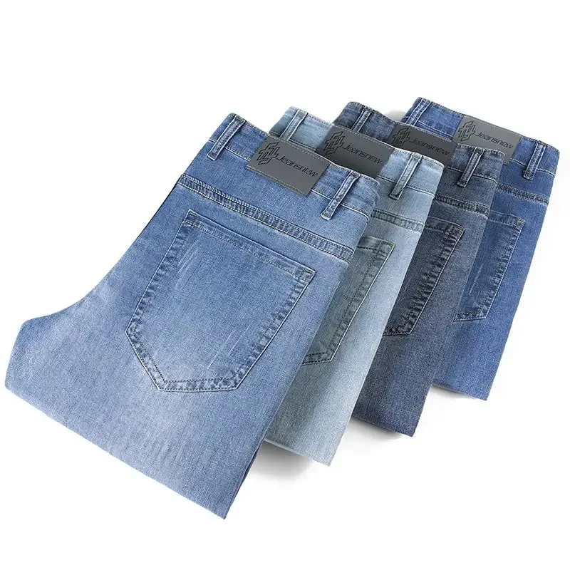 

Summer Thin Mens Clothing Cowboys Slim Straight Jeans Men Denim Pants Casual Regular Fitness Men's Trousers Light Blue 2026 Y2K