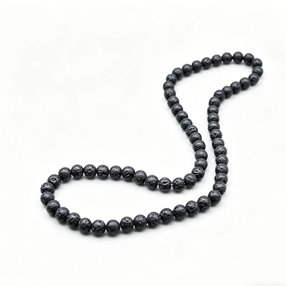 Modny męski naszyjnik 6/8mm czarny kamień lawowy żółty tygrysie oko Choker Rock naszyjnik z koralików mężczyzn biżuteria Handmade kołnierz Dropshipping — zdjęcie 6