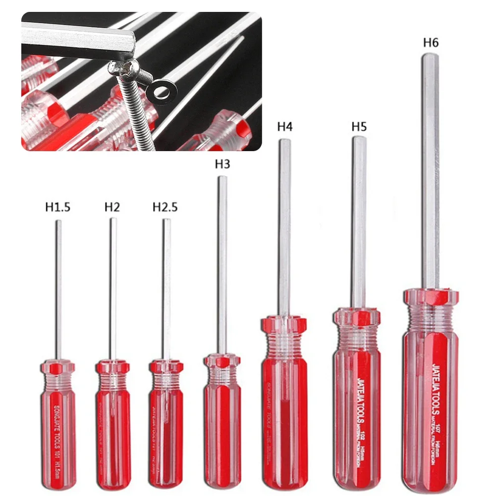 플랫 헤드 육각 생크 마그네틱 스크루드라이버, 스틸 핸드 수동 정밀 공구, 1PC, 1.5mm, 2mm, 2.5mm, 3mm, 4mm, 5mm, 6 mm