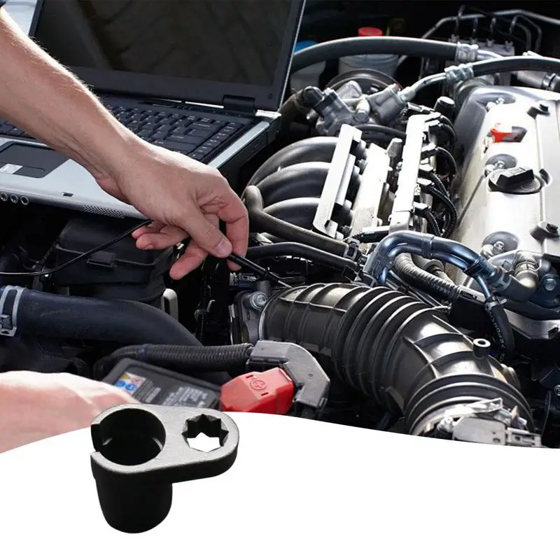 Oxygen Sensor Wrench 1/2 Inch Drive Oxygen Sensor Tool Offset 6-Point Oxygen Sensor Removal Tool Wire Gate Accesses Sensor From