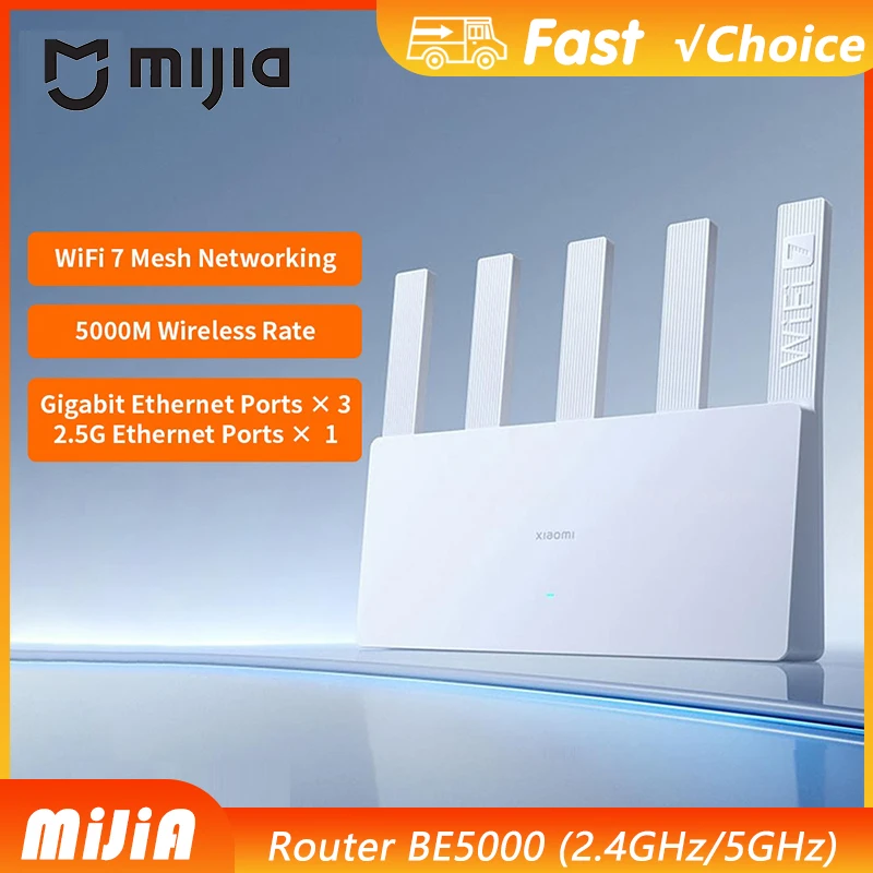 NEW MIJIA Router BE5000 Wi-Fi 7 2.4/5GHz Dual-Frequency Mesh 2.5G High-Speed Network Port IPTV OFDMA Signal Amplifier Mi Home