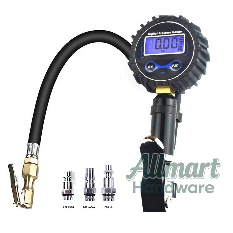 High precision digital tire pressure gauge gun, tire inflator with LCD display screen, and professional pressure testing tool